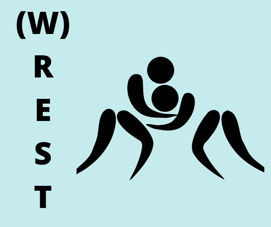 icon of figures embracing with the word wrest